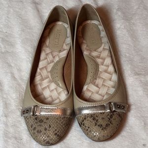 Born "Masia" Tan Leather Snake Print Flats 7